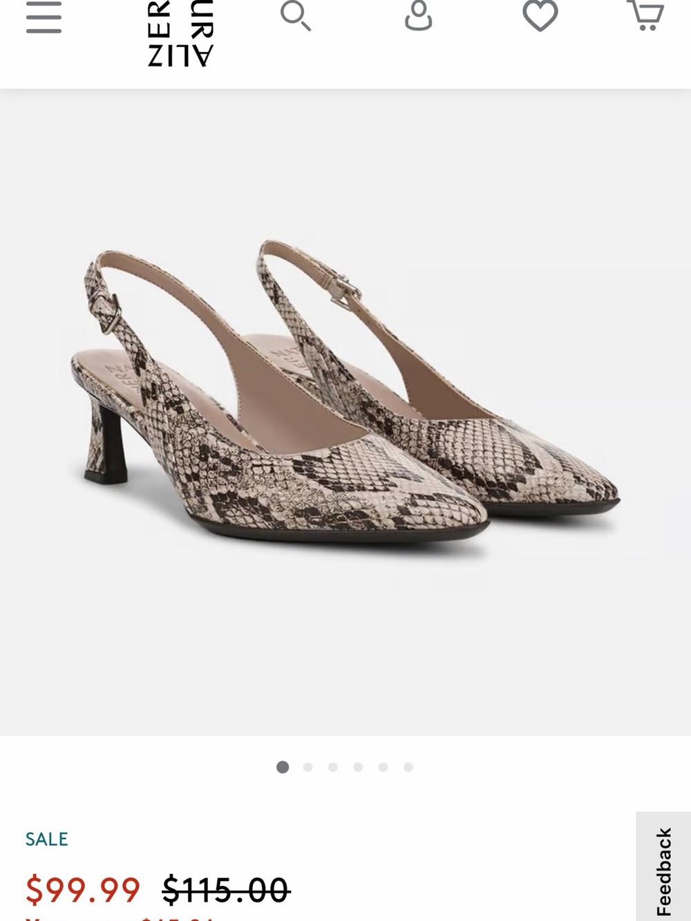 Naturalizer Women's Snake-Print Slingback Heels in Beige and Black